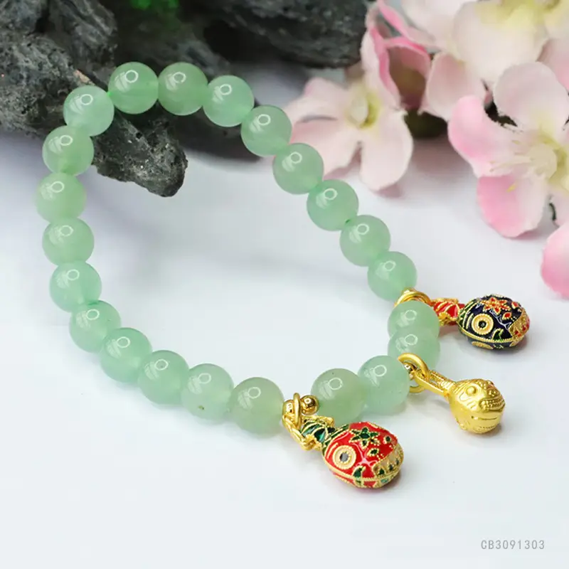 Green Jade Bracelet with Gold Cuff and Embellished Cuff — feature 11