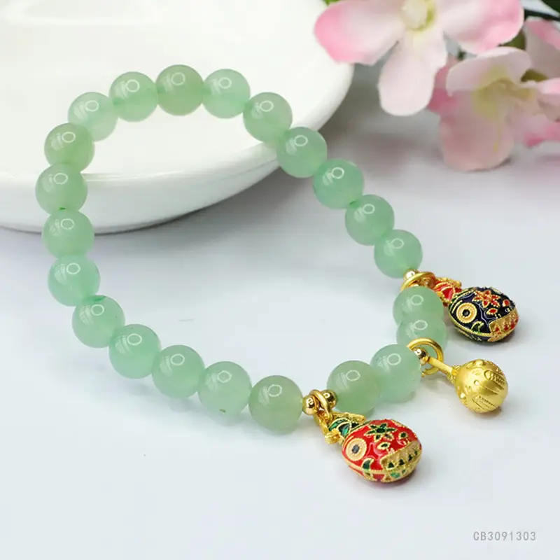 Green Jade Bracelet with Gold Cuff and Embellished Cuff — feature 8