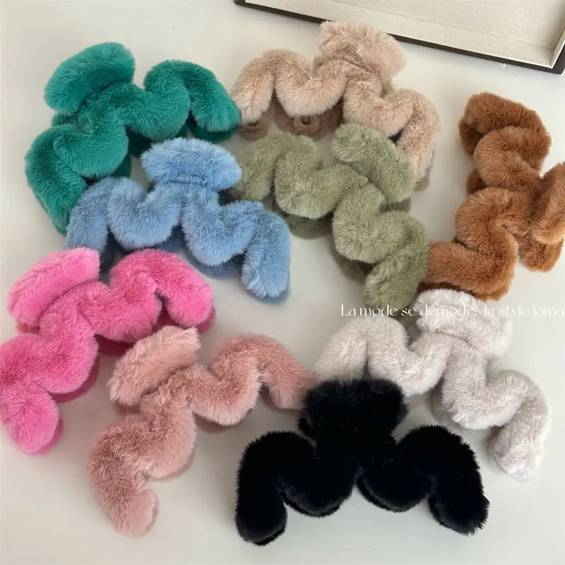 Pink Plush Shark Hair Clip for Updo — feature 1