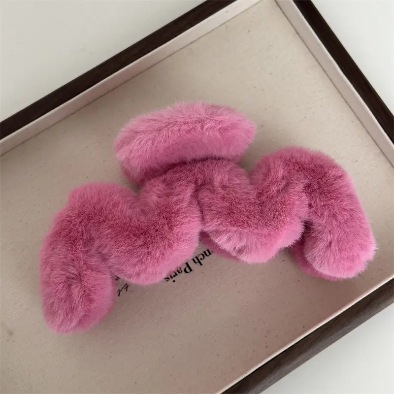 Pink Plush Shark Hair Clip for Updo - Image 6