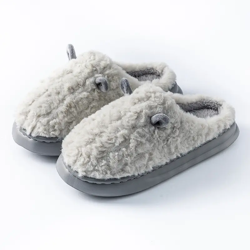 Cotton slippers women's winter color matching home couple indoor thickened warm cotton slippers non-slip plush slippers wholesale