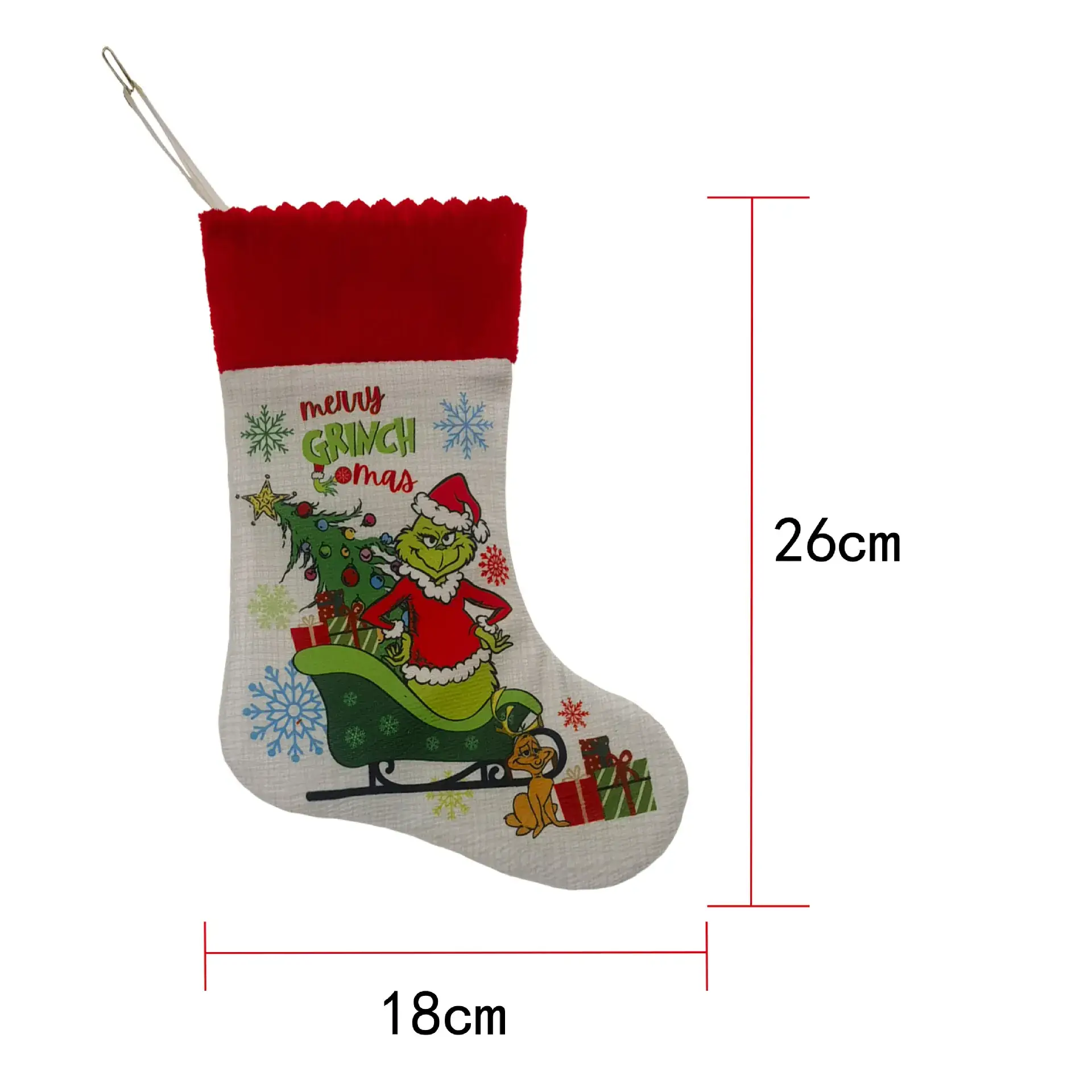Christmas Stockings Decor Tree with Grinch & Green Furry Design - Image 2