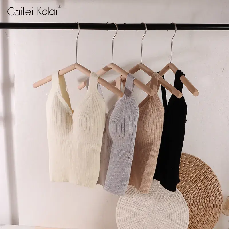 Women's Beige V-Neck Thermal Vest with Chest Pad - Image 8