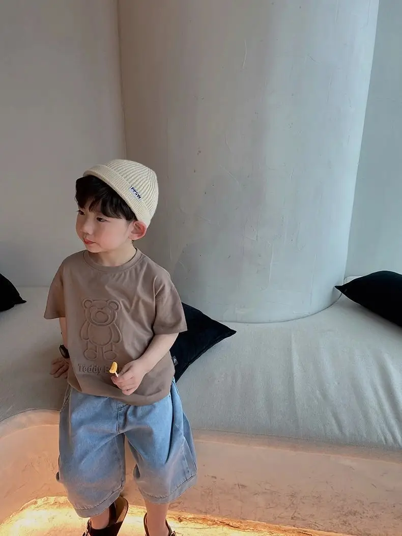 Boys T-Shirt Bear Print Cotton Summer Short Sleeve — feature 16