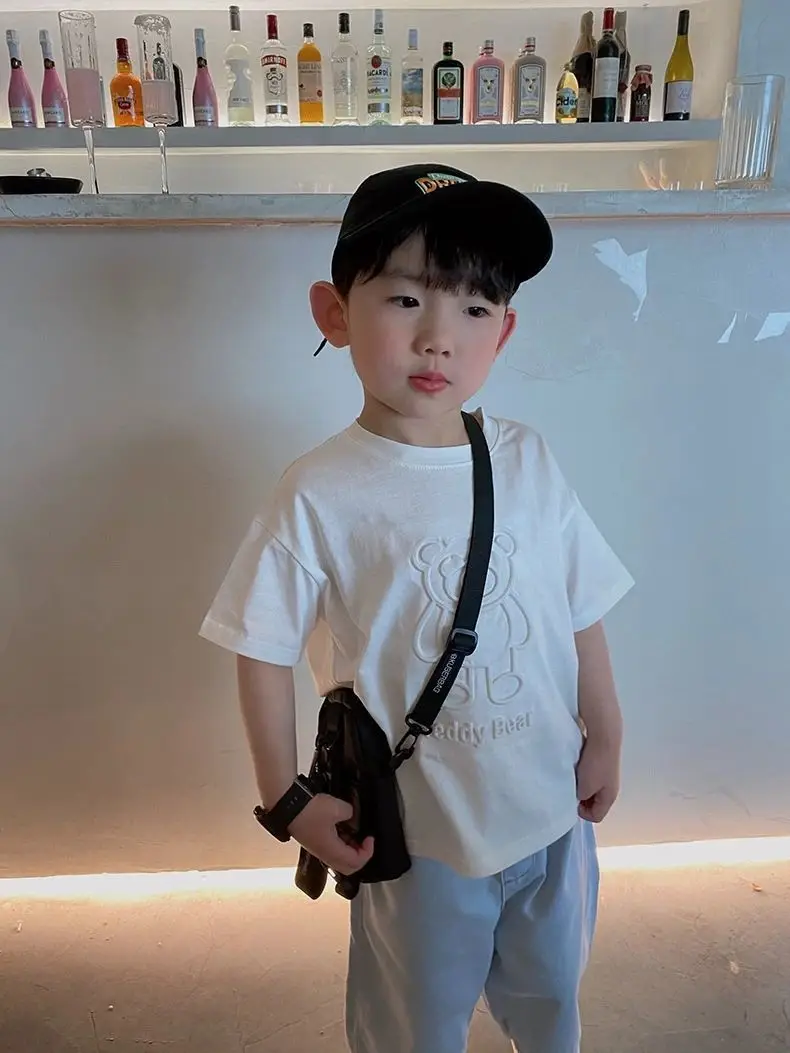 Boys T-Shirt Bear Print Cotton Summer Short Sleeve — feature 21
