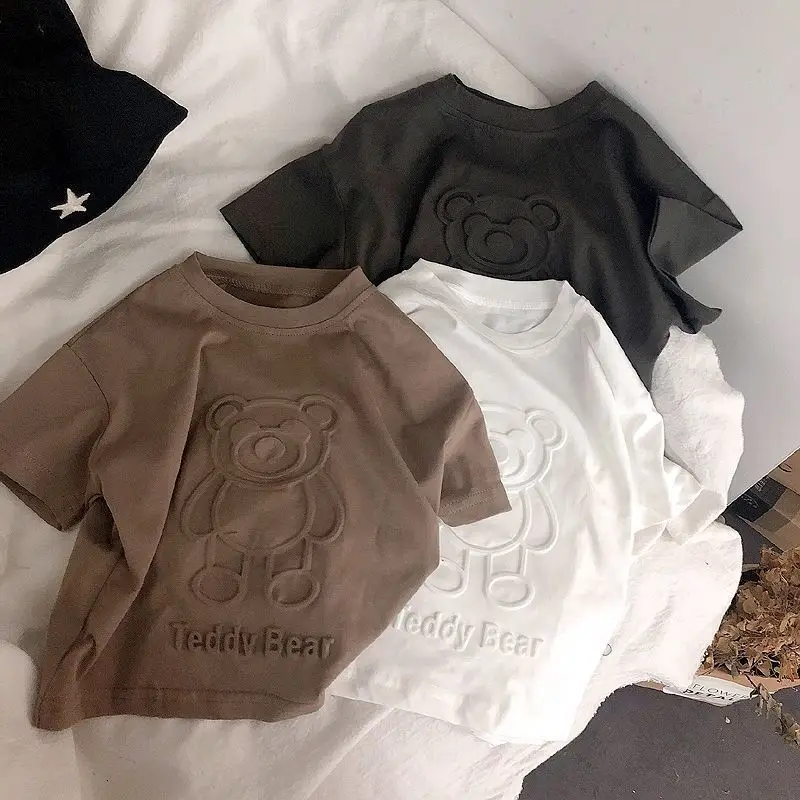 Boys T-Shirt Bear Print Cotton Summer Short Sleeve — feature 4