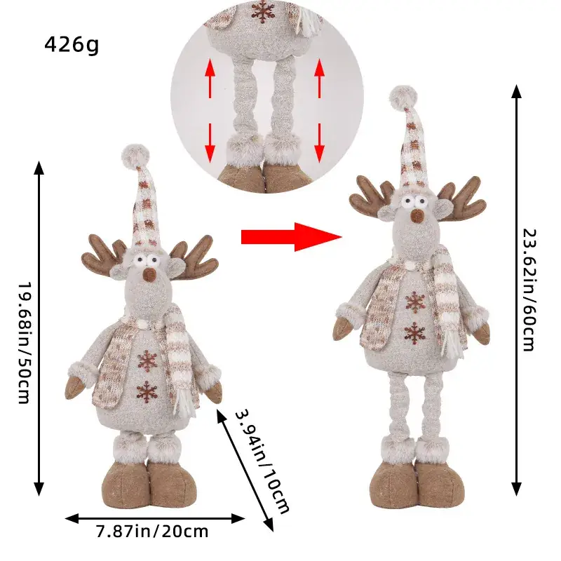 Christmas Snowman Retractable Doll New Knitted Elk