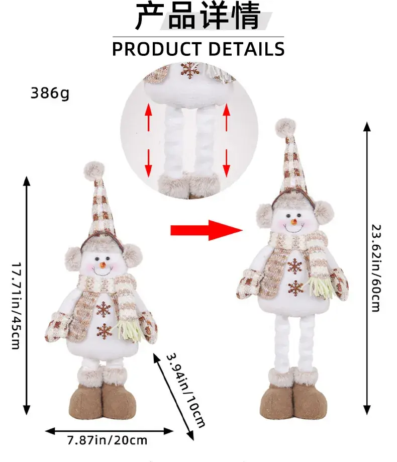 Christmas Snowmen Retractable Dolls Knitted Elf Decor — feature 2