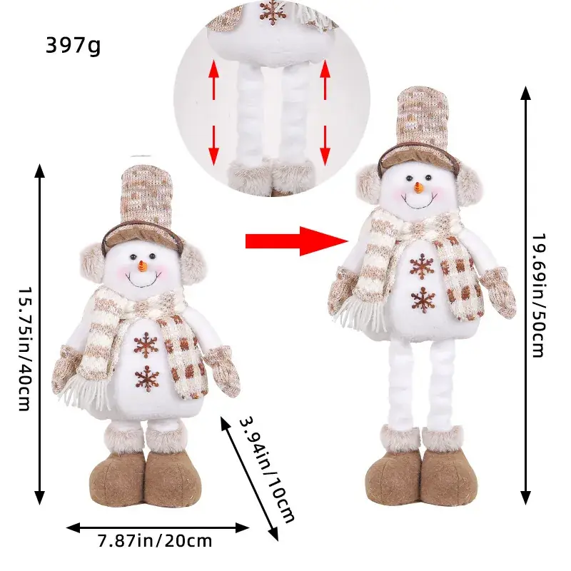 Christmas Snowmen Retractable Dolls Knitted Elf Decor - Image 2