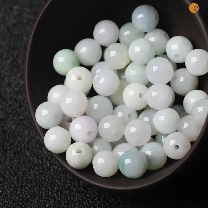 Burma A Jadeite Loose Beads Round White - Image 2