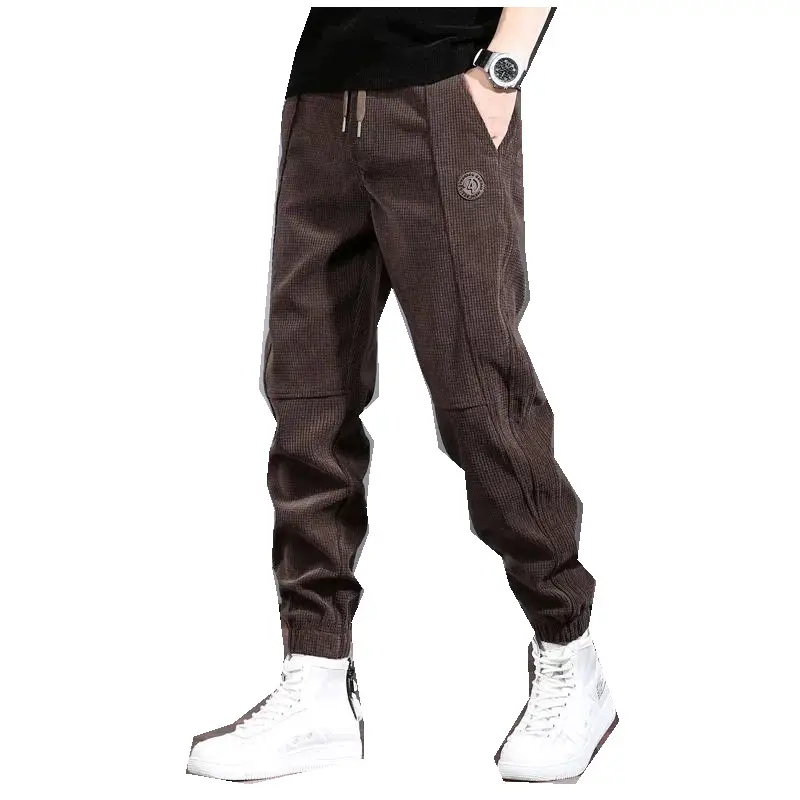 Men Embroidered Fleece Pants Black Ankle Length Casual Wear