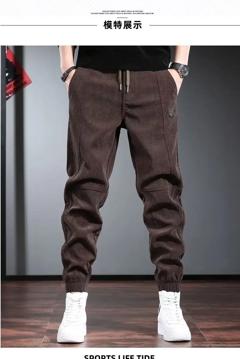 Men Embroidered Fleece Pants Black Ankle Length Casual Wear — feature 10