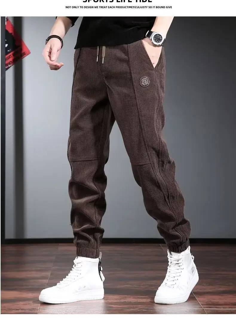 Men Embroidered Fleece Pants Black Ankle Length Casual Wear — feature 11