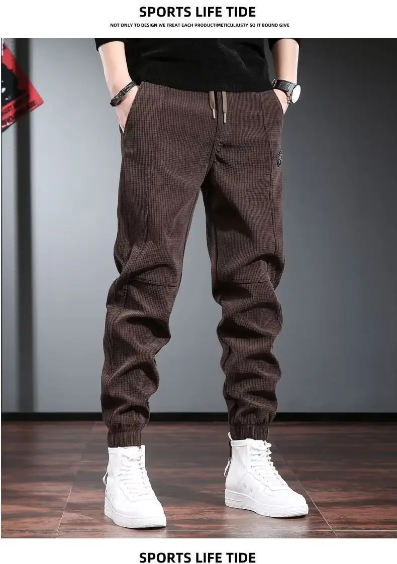Men Embroidered Fleece Pants Black Ankle Length Casual Wear — feature 12
