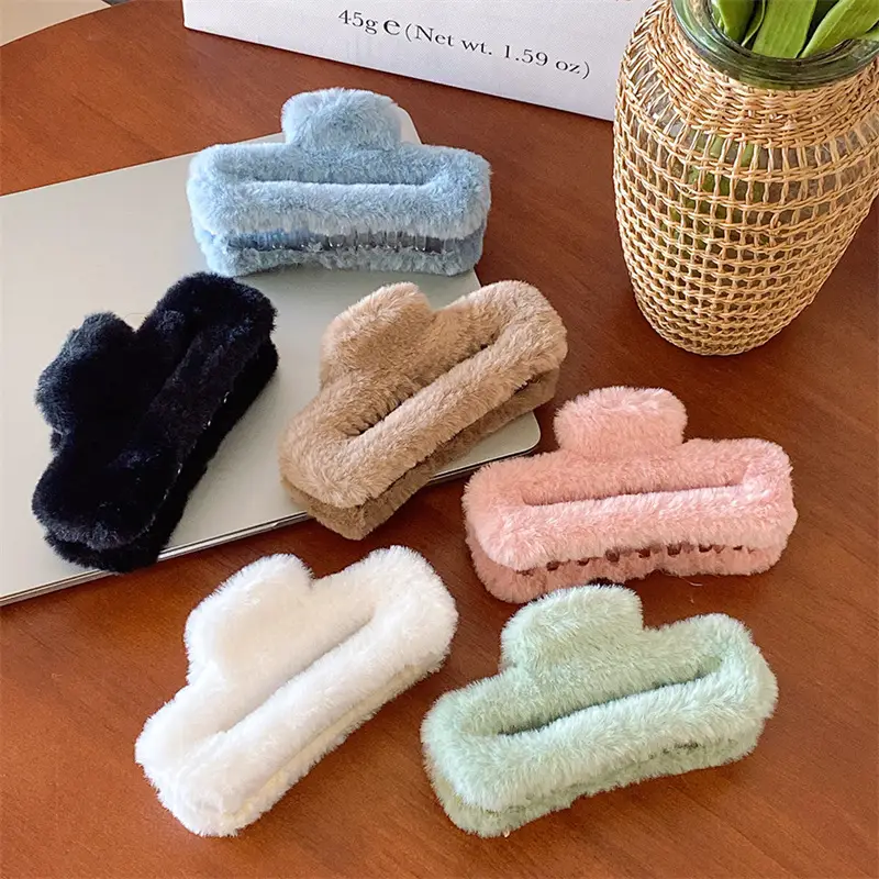 Autumn Winter Plush Rabbit Clip 14cm Women's Hairpin - Image 3