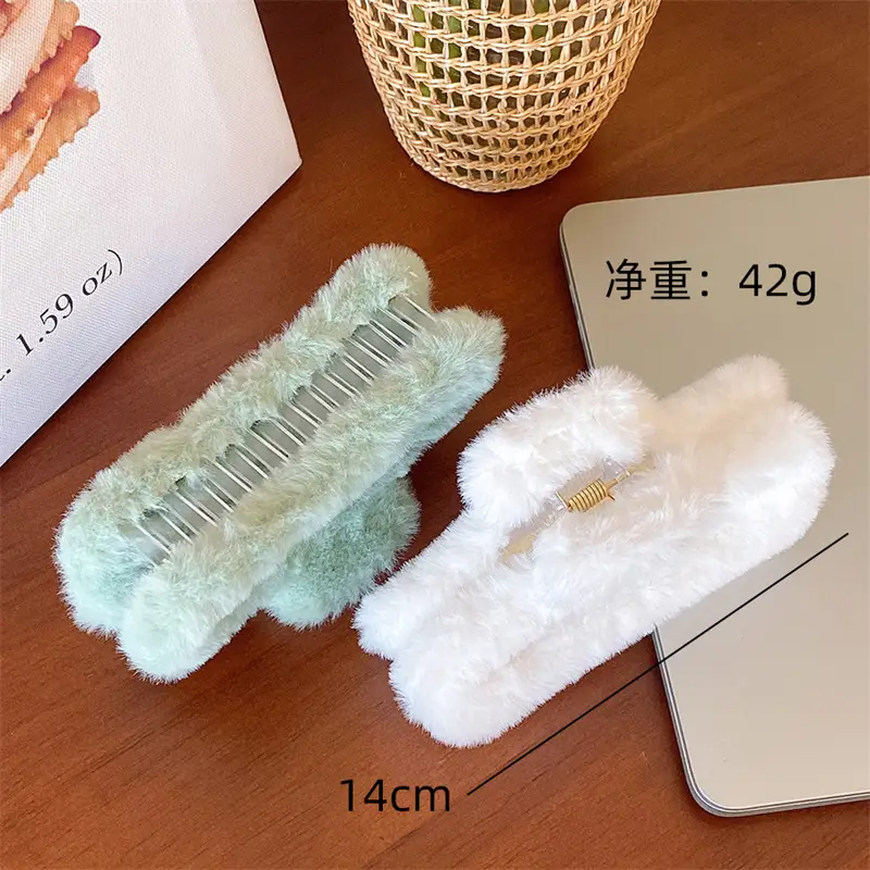Autumn Winter Plush Rabbit Clip 14cm Women's Hairpin - Image 4