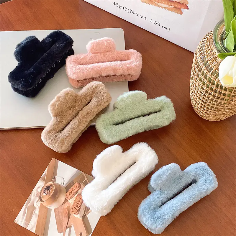 Autumn Winter Plush Rabbit Clip 14cm Women's Hairpin - Image 5