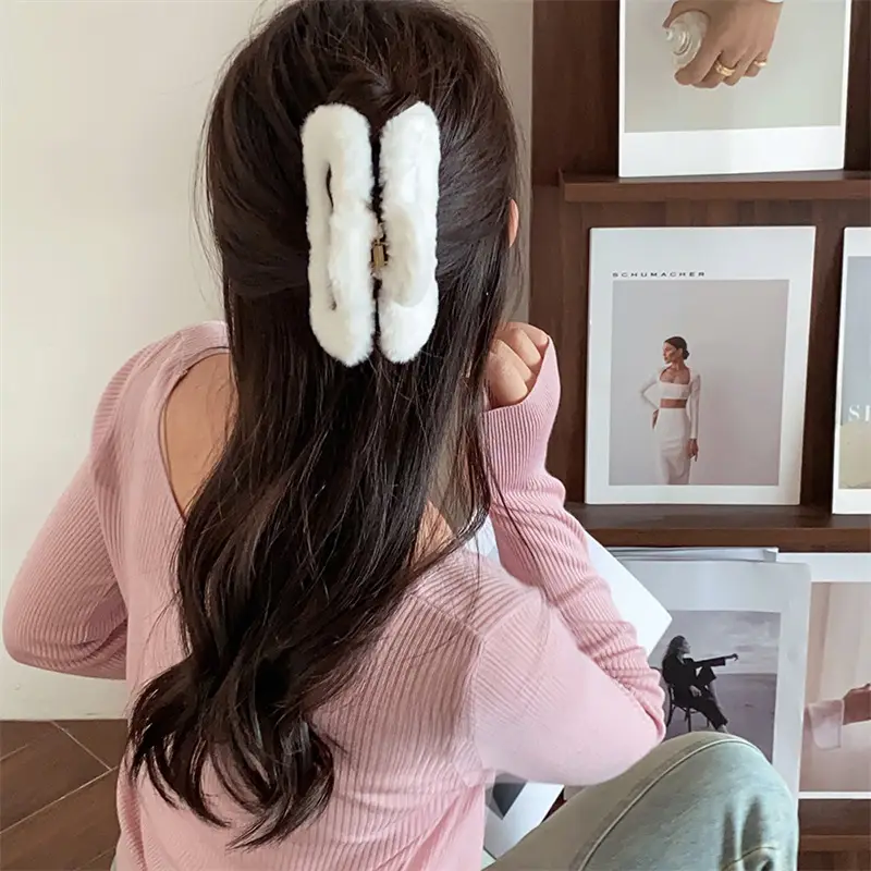 Autumn Winter Plush Rabbit Clip 14cm Women's Hairpin — feature 10