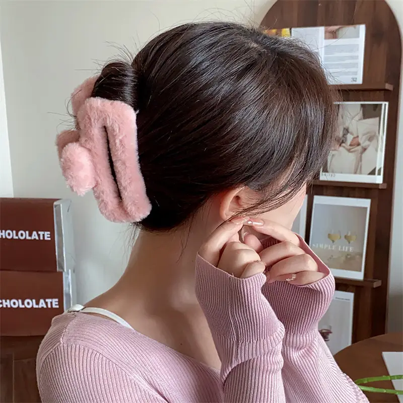 Autumn Winter Plush Rabbit Clip 14cm Women's Hairpin — feature 12