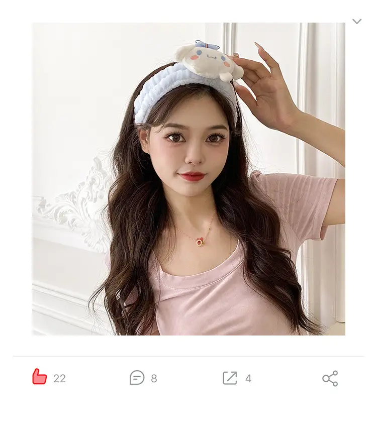 Plush Sanrio Hair Band with Cute Face Design — feature 1