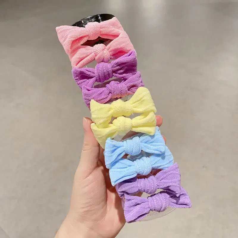 Cute Bow Hair Rings for Girls - 10 Pcs Colorful Rubber Bands - Image 4