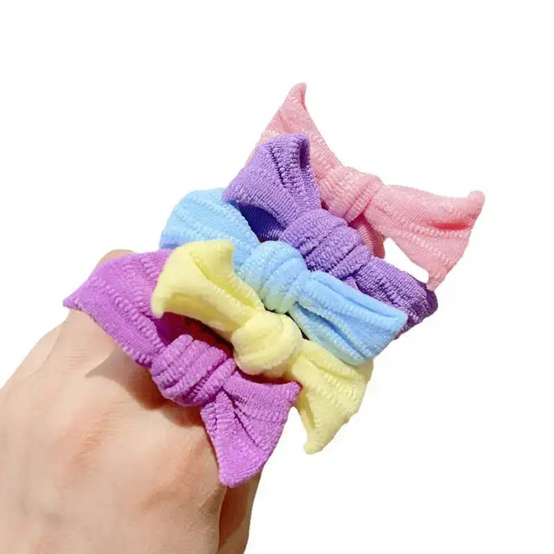 Cute Bow Hair Rings for Girls - 10 Pcs Colorful Rubber Bands - Image 7