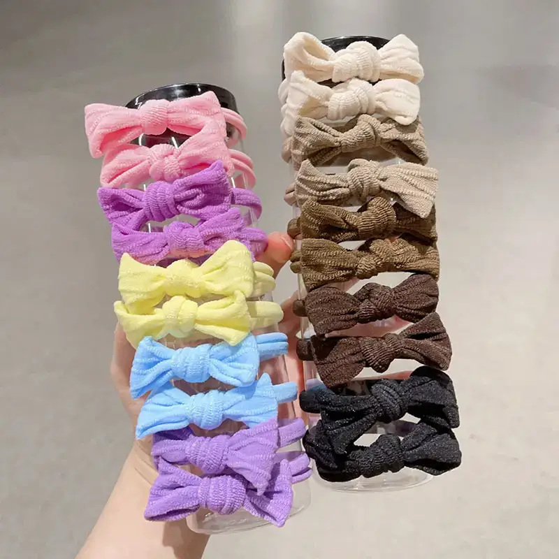 Cute Bow Hair Rings for Girls - 10 Pcs Colorful Rubber Bands — feature 24