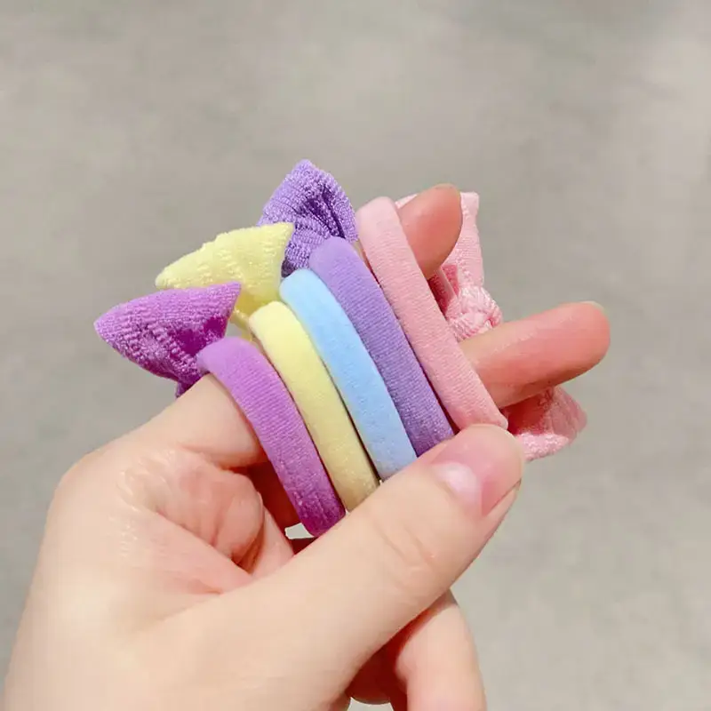 Cute Bow Hair Rings for Girls - 10 Pcs Colorful Rubber Bands — feature 27