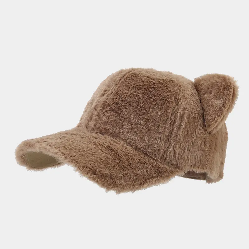 Autumn Winter Bear Ears Plush Baseball Cap Set - Image 9