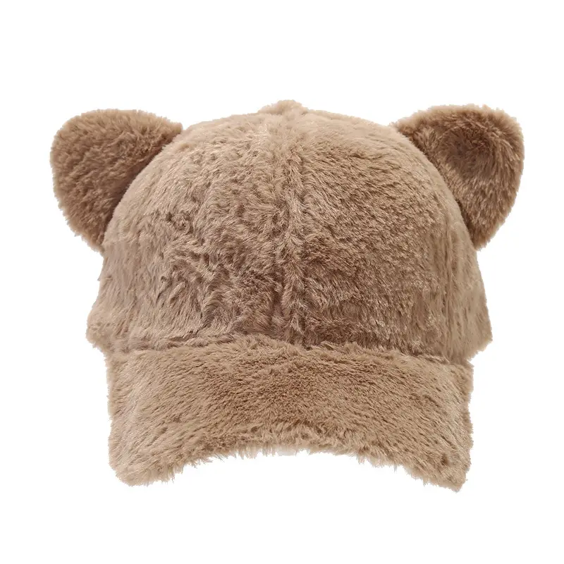 Autumn Winter Bear Ears Plush Baseball Cap Set - Image 10