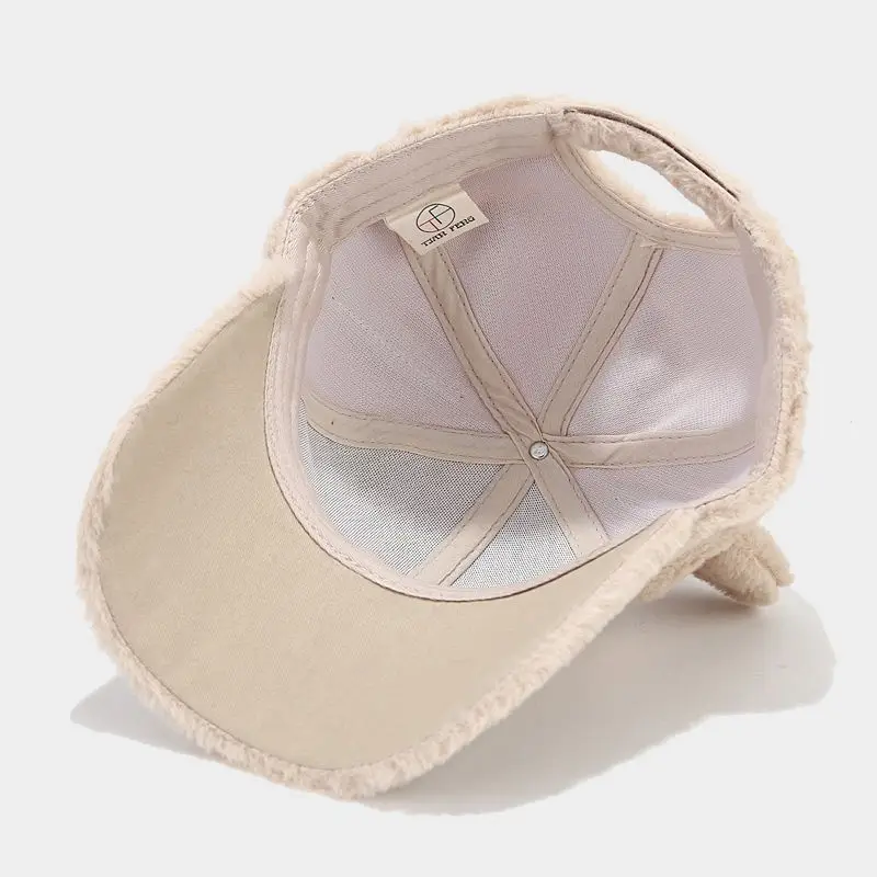 Autumn Winter Bear Ears Plush Baseball Cap Set — feature 13