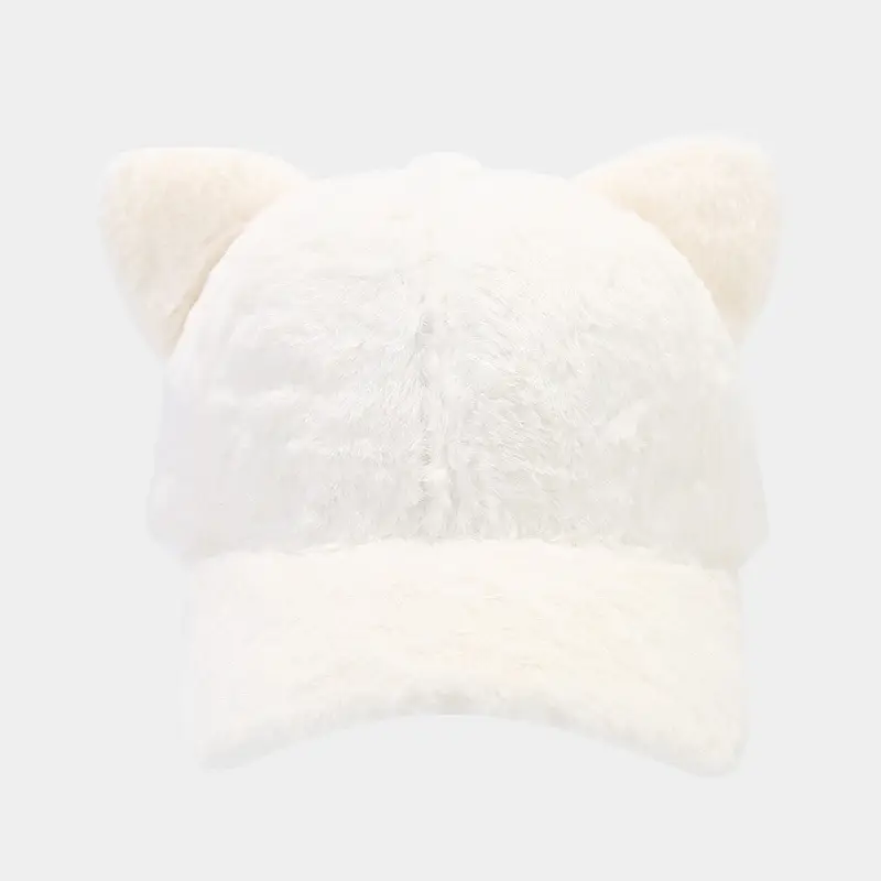 Autumn Winter Bear Ears Plush Baseball Cap Set - Image 2