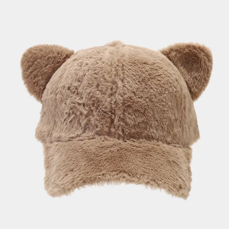 Autumn Winter Bear Ears Plush Baseball Cap Set - Image 4