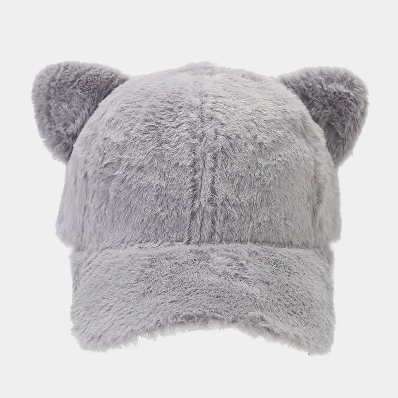 Autumn Winter Bear Ears Plush Baseball Cap Set - Image 5
