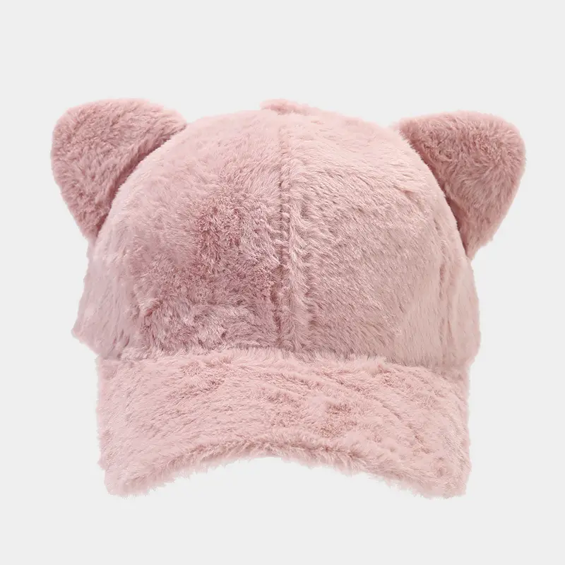 Autumn Winter Bear Ears Plush Baseball Cap Set — feature 10