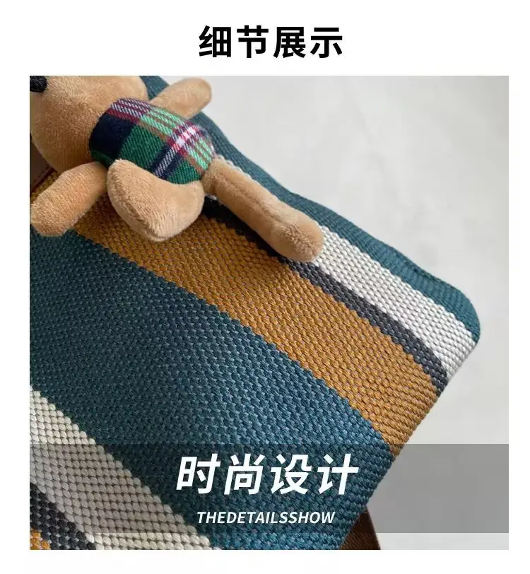 Striped Canvas Shoulder Bag for Women Large Capacity — feature 3