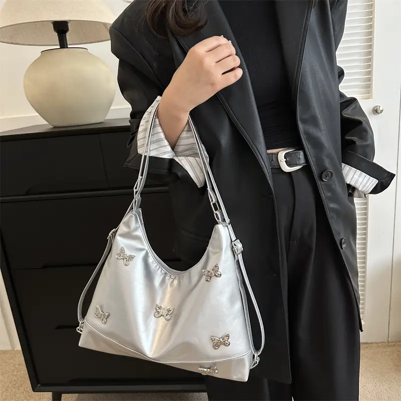 Vintage Bow Rhinestone Women's Shoulder Bag Brown - Image 7