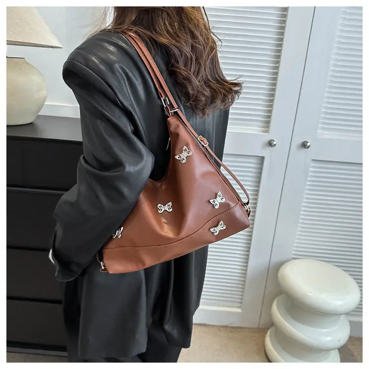 Vintage Bow Rhinestone Women's Shoulder Bag Brown — feature 15