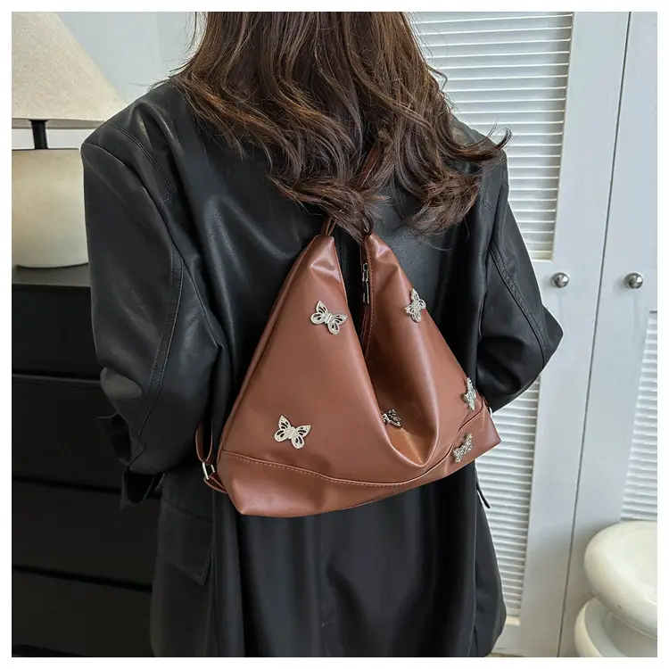 Vintage Bow Rhinestone Women's Shoulder Bag Brown — feature 17