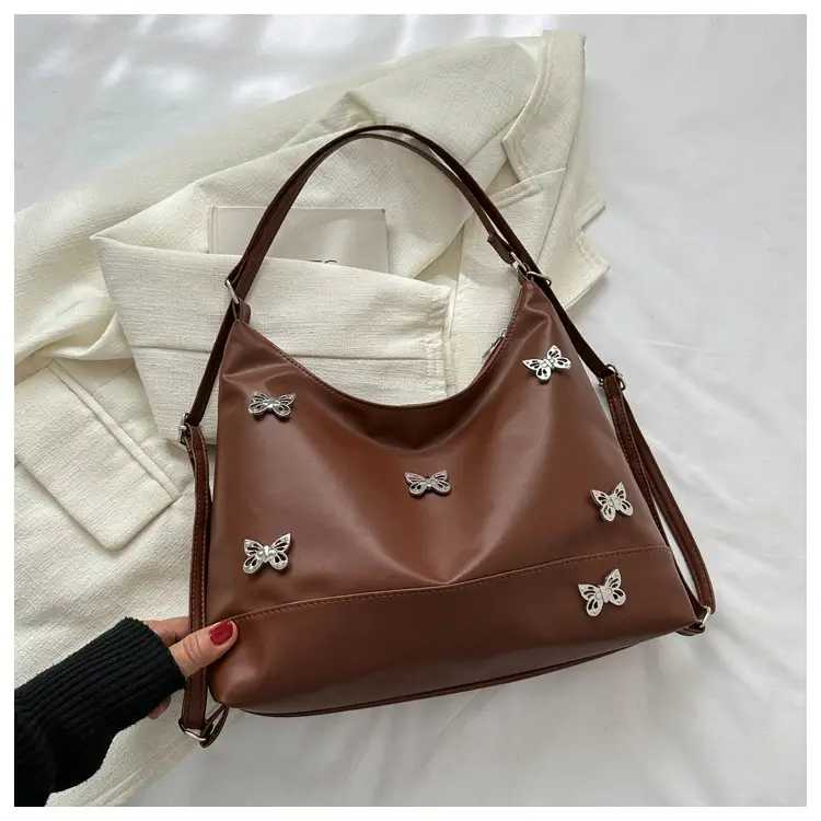 Vintage Bow Rhinestone Women's Shoulder Bag Brown — feature 23