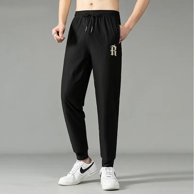 Men's Black Slim Fit Casual Pants Large Winter - Image 2