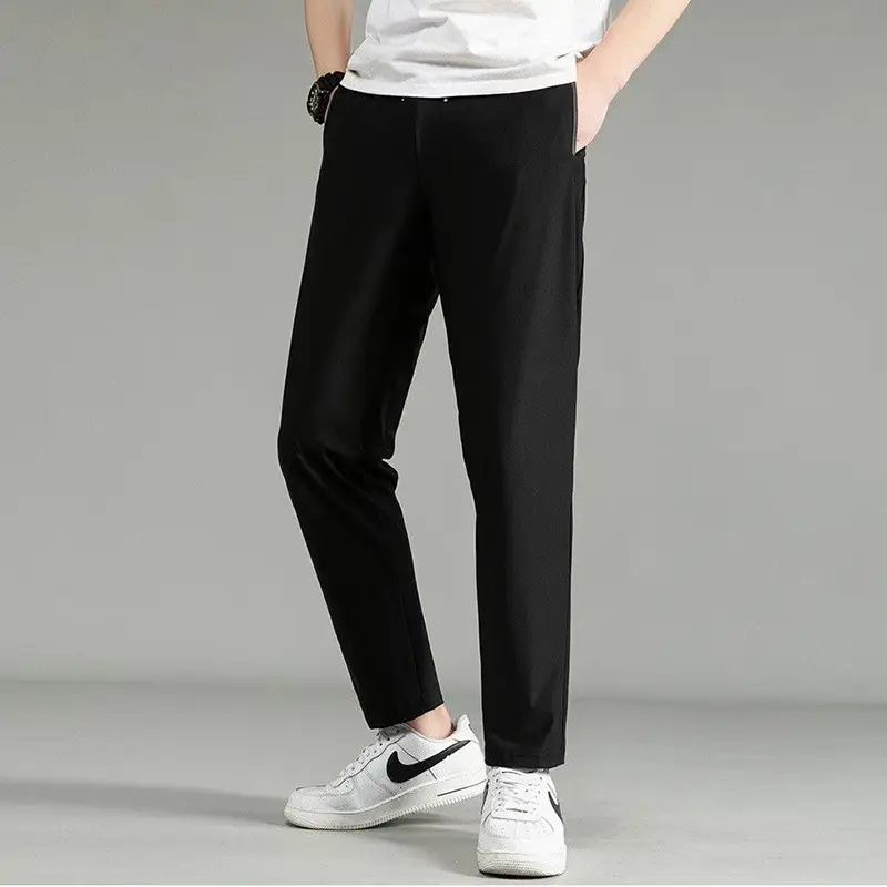 Men's Black Slim Fit Casual Pants Large Winter - Image 3