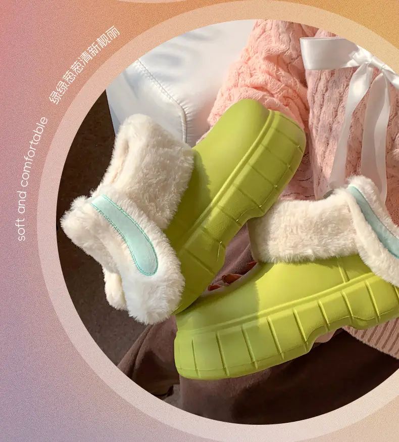 Women Cream Wool Fleece Rabbit Ear Slippers Winter — feature 4