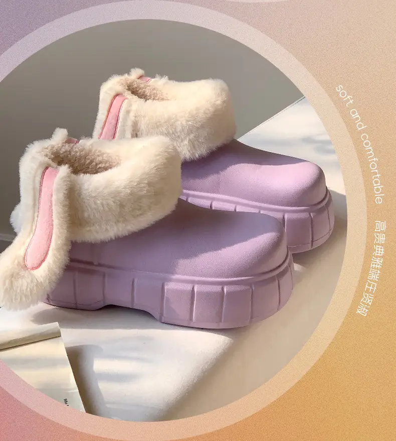 Women Cream Wool Fleece Rabbit Ear Slippers Winter — feature 5