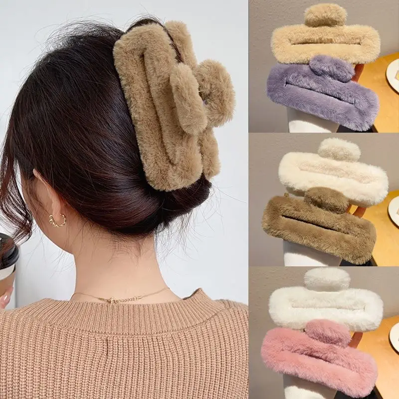 Pink Faux Fur Hair Clip for Women Large Size - Image 6