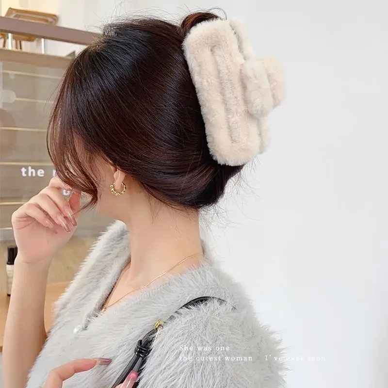 Pink Faux Fur Hair Clip for Women Large Size - Image 8