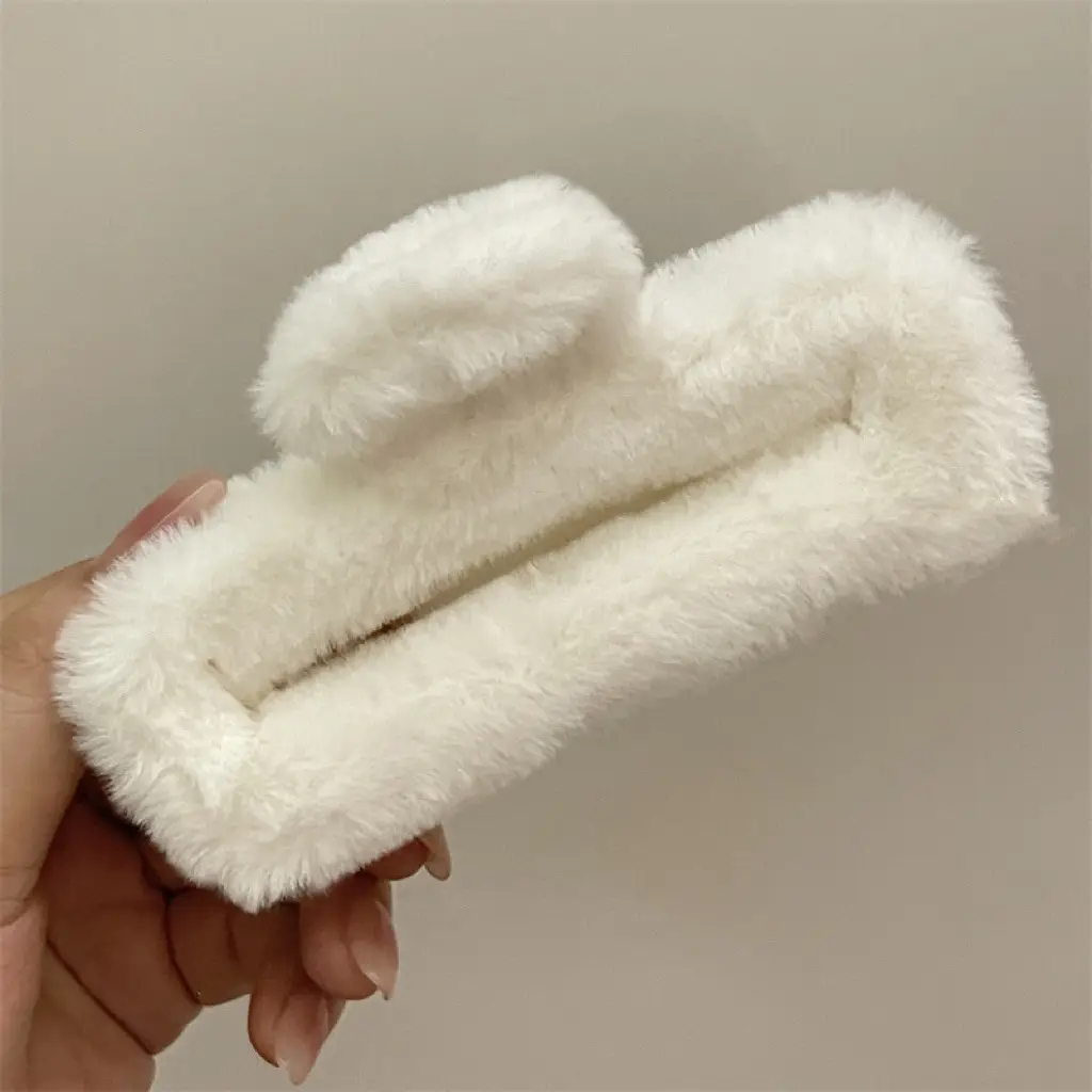 Pink Faux Fur Hair Clip for Women Large Size — feature 14