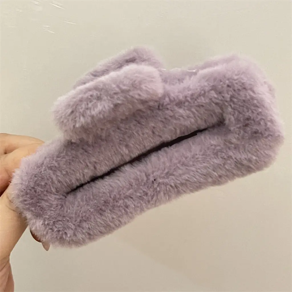 Pink Faux Fur Hair Clip for Women Large Size — feature 16