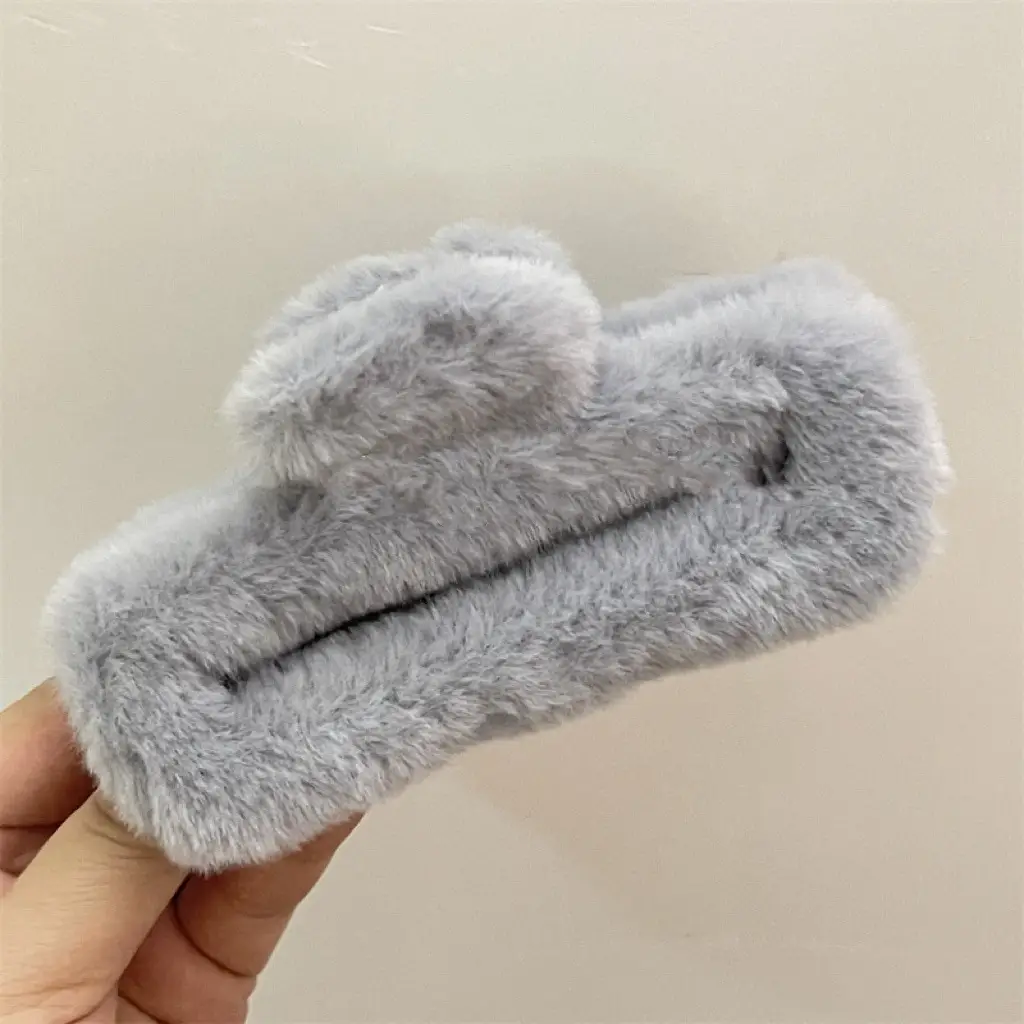Pink Faux Fur Hair Clip for Women Large Size — feature 17