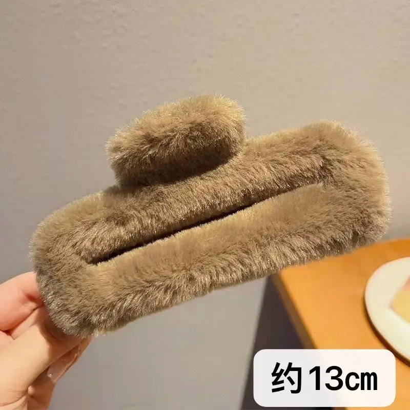 Pink Faux Fur Hair Clip for Women Large Size - Image 5